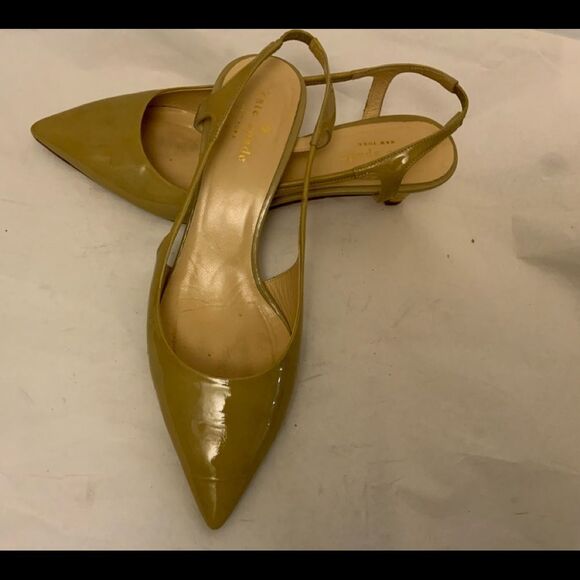 KATE SPADE womens 8 beige  toe patent leather slingback shoes - Picture 5 of 11